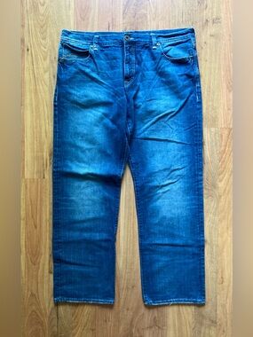 Mavi Matt Relaxed Straight Medium Wash Denim Blue Jeans Mens 40x32